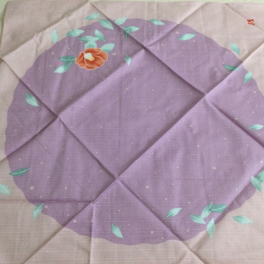 Furoshiki japanese wrapping cloth - Purple Floral Geometric ~19 square (F14)
